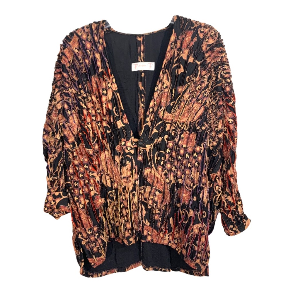 One of a kind Patricia P open front long print cardigan one size fits most